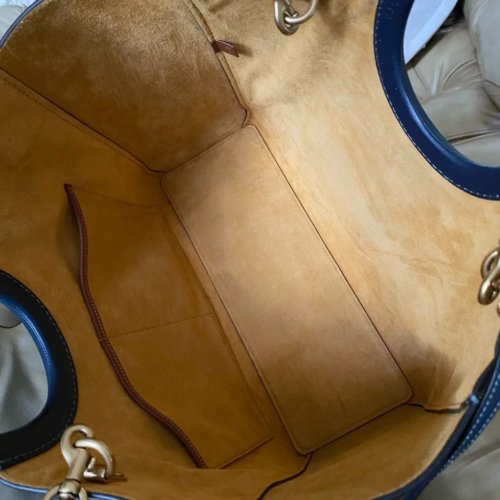 LKNW Coach Rae XL Tote Satchel Glove Tanned Denim Leather Rare Find! - Picture 15 of 16